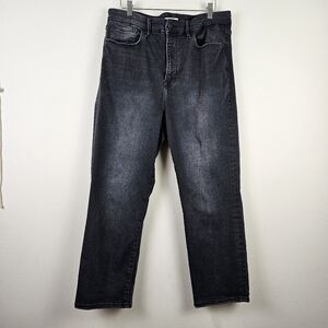 Straight Leg High Rise Black Denim Jeans
